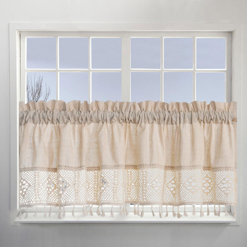 3 Cortinas De Arpillera Con Bolsillo Para Varillas, Cortinas