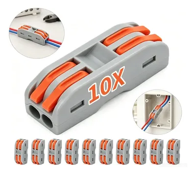 Kit 10 Conector 2 Vias 32a / 250v Compacto Elétrico Emenda Laranja-escuro