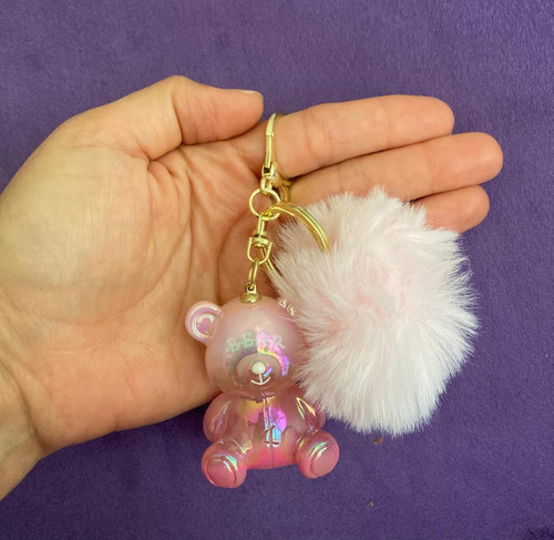 Llavero Oso De Resina Regalo Mujer Accesorio Bolsa Tornasol