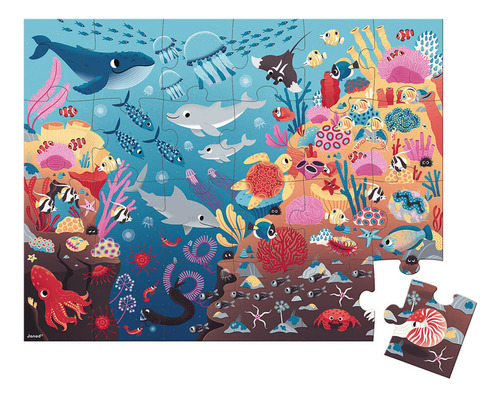 Puzzle 24 Piezas Océano Mágico Con Lampara Janod