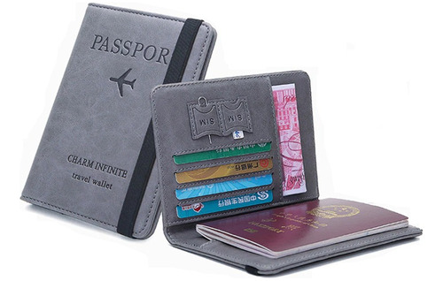 Billetera Pasaporte Viaje Porta Documentos Protección Rfid 