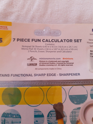 Set Escolar Minions Calculadora, Libreta, Lapices Y Mas
