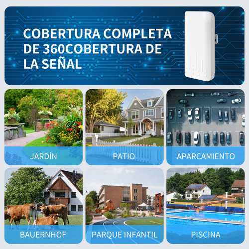 Repetidor Wifi Inalámbrico Para Exteriores, Extensor Wifi,amplificador Wlan Resistente A La Intemperie Para Exteriores, Ip65 A Prueba De Lluvia Y Polvo, 300 Mbit/s,temperatura De Trabajo -40°c A 70°c