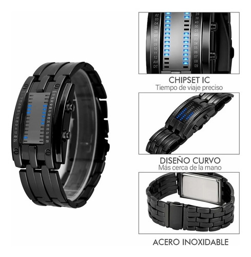 Reloj Electrónico Binario Con Luz Led Resistente Al Agua