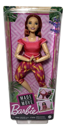 Boneca Colecionável Barbie Menina Ruiva Curvy Plus Size Ioga Yoga - Completamente Toda Articulada Para Mexer - Coleção Made To Move - Mattel Brinquedos