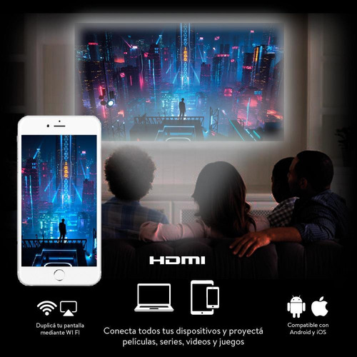 Imagen 7 de 10 de Proyector Hd1080 Led 5000 Lumens Mirror Cast Hdmi Portable