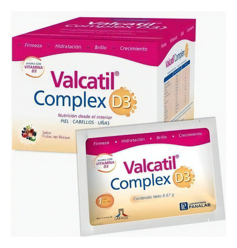 Valcatil Complex D3 Piel Cabello Uñas Sobres X 15 Unidades Sabor Frutos Del Bosque