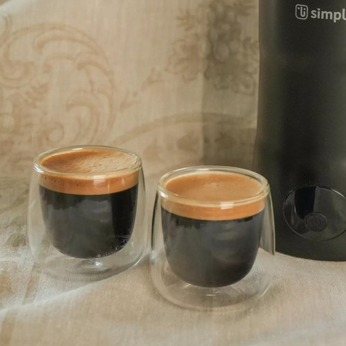 Set 4 Tazas Mug Café Expreso Doble Pared Vidrio 80 Ml