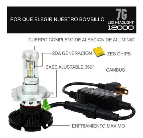 2x Par Bombillo Luces Led 7g Carro/moto 12.000 Lumenes H11