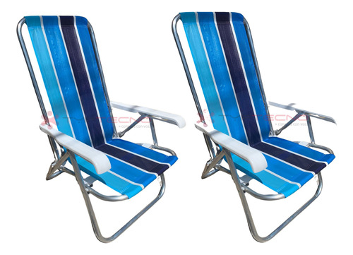 2 Reposera Silla Aluminio 4 Posiciones Playa Reclinable 