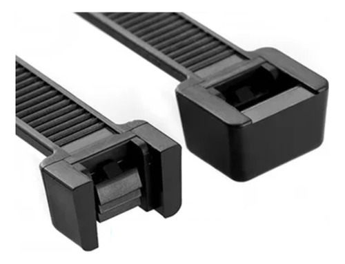 Pinza Thompson de nailon de 7,6 x 400 mm con 50 unidades, color negro