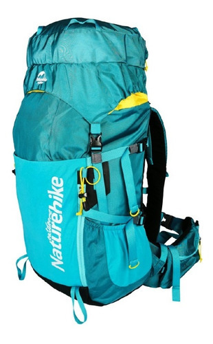 Mochila de caminhada e acampamento Naturehike 45l turquesa