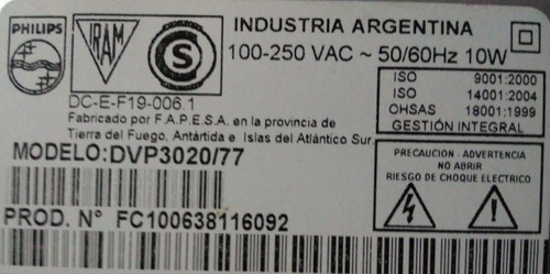 Sale Reproductor Dvd Philips Dvp3020/77. P/reparar, Repuesto