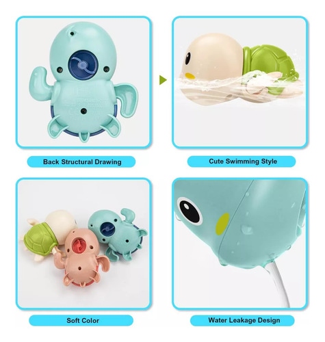 14pzs Juguetes De Baño Para Bebes Tortugas + Delfín + Pato