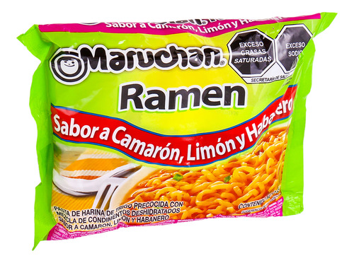 Caja Sopa Maruchan Ramen Sabor Camarón Limón Y Habanero 24pz