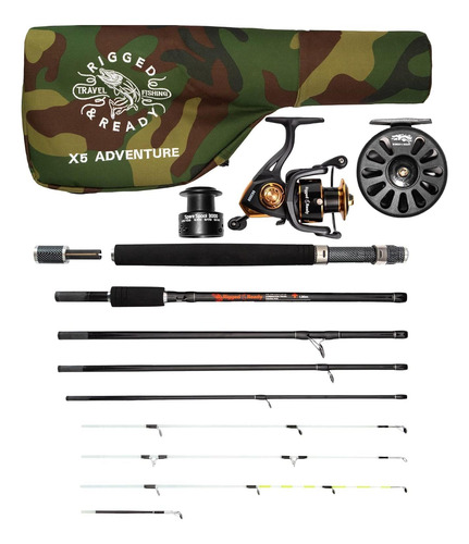 Combinación De Pesca De Viaje X5 Manipulada Y Lista 1 Barra