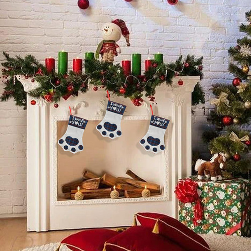 Calcetín Navideño Con Estampado De Pata Calcetín Con Estampa