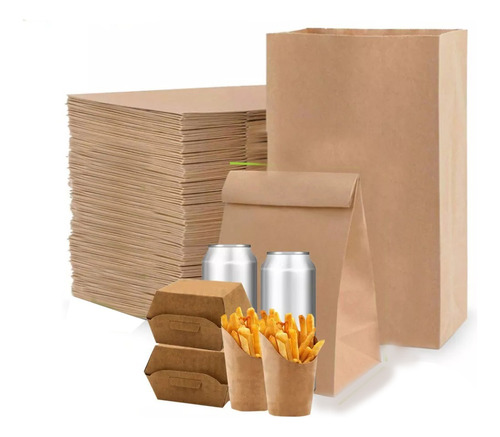 Bolsa Delivery Sin Manija Fast Food Kraft 36x26x13 X100u