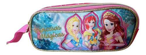 Estojo Escolar Duplo Princesas Mágicas Clio Infantil Cor Rosa Estojo Princesas