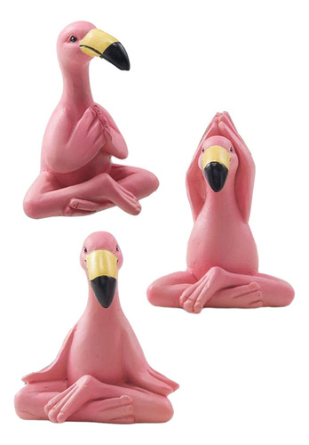 3x Estatua De Flamenco De Figura De Arte Rosa Moderno Para