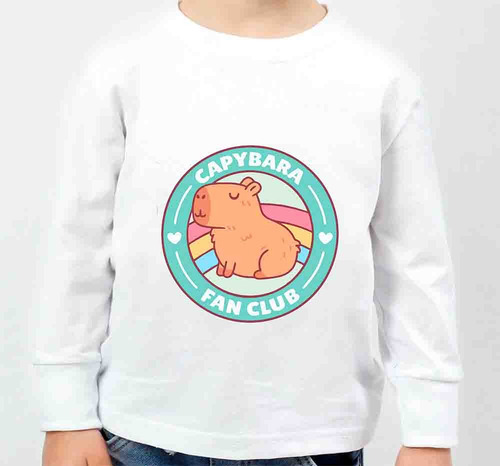 Remera Capibara Manga Larga Algodón Peinado Infantil