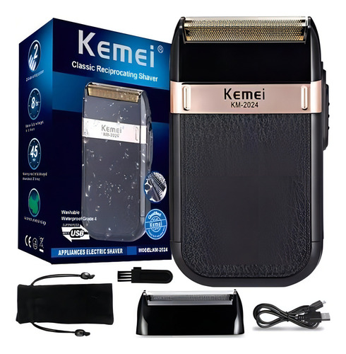 Barbeador Elétrico Kemei 2024 Bivolt Com Tela Extra