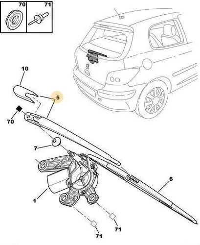 Limpiaparabrisas trasero - Conjunto de brazo + escobilla estándar - para  Peugeot 307 Break, SW (2001-2007) - Motgum