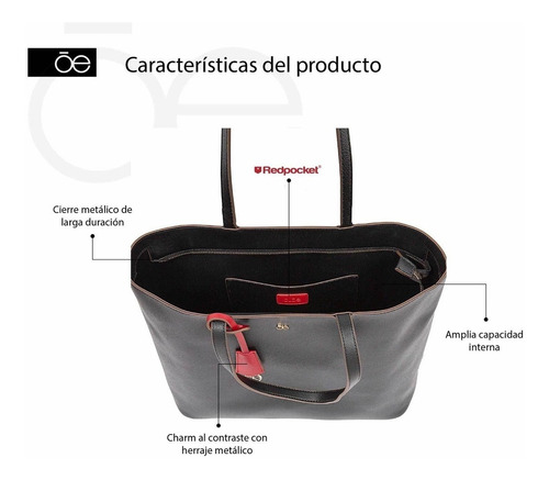 Bolsa Tote Cloe 2 En 1 Charm Metálico Color Pathé