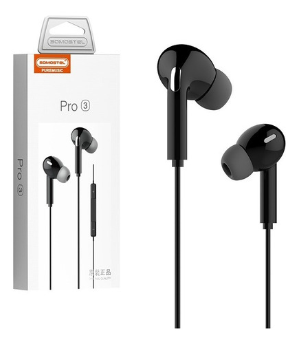 Auriculares In Ear Ios Android Laptop Celu Cable Black White Color Negro