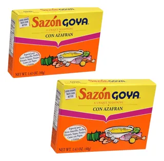 2 Cajas Sazón Goya Con Azafrán 40g Contiene 8 Sobres