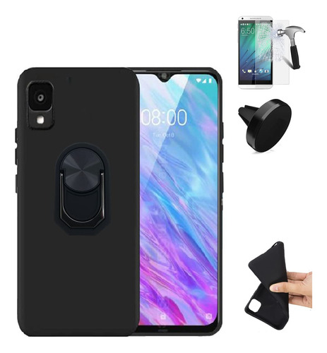 Funda Telefono Para Tcl Vidrio Templado Soporte Anillo Gel