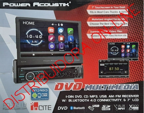 Pantalla Motorizada Power Acoustik Pd-721b Dvd Usb 7 Sd Aux