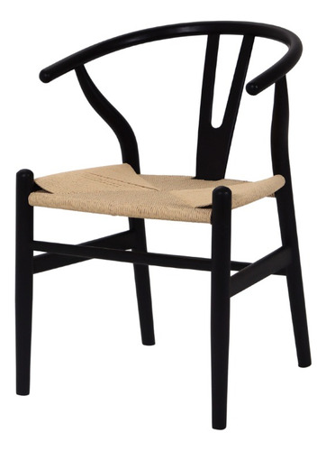 Cadeira Wish Bone Madeira Para Cozinha Eventos Jantar Preta Estrutura da cadeira Preto