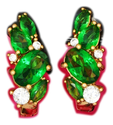 Aretes Piedras Esmeraldas Diamantes Elegantes Oro 18k Zafiro