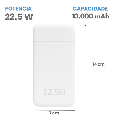 Power Bank Carregador Portátil Para iPhone Samsung Motorola Xiaomi 10.000 Mah 20w Pd Rápido Usb-c E Usb Boyu Cell