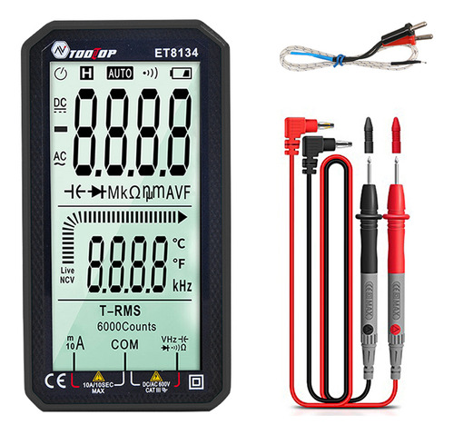 Multímetro portátil de tela LCD Tooltop Et8134 de 4,7 polegadas