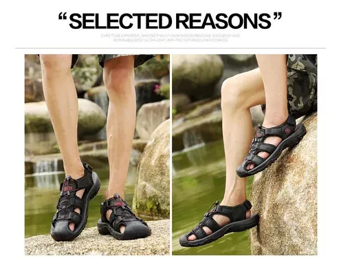 Cuero Genuino Para Zapatos Hombres, Sandalias Gran Tamaño A