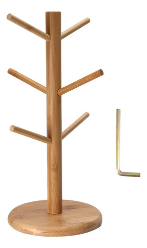 Estante Para Tazas De Bambú Con Forma De Árbol, 6 Ganchos, E