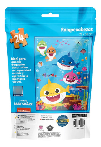 Rompecabezas Baby Shark Mod. Jca-4249 Marca Novelty®