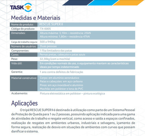 Tripé De Resgate Trabalho Altura Espaço Confinado Super Task