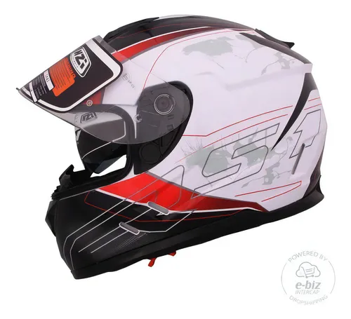 Casco Moto integral nzi symbio aresone doble visor talle m Color Negro, Blanco Y Rojo