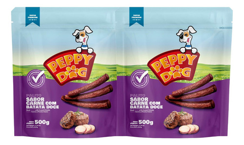 Petisco Cães Palitinho 1kg Carne C/ Batata Doce Peppy Dog