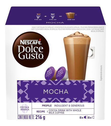 Capsulas Mocha Nescafé Dolce Gusto Con 16 Unidades