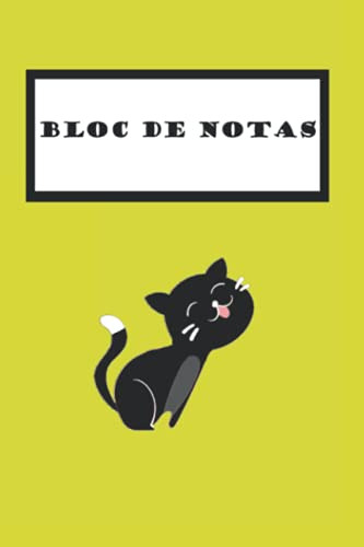 Cuaderno Bloc De Notas Con Lineas Amarillo Con Gatito: -insp