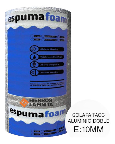 Aislante Rollo P/techos De Chapa 10mm Doble Aluminio 20m Hlf
