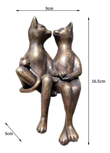 Linda Pareja Gato Estatuilla Resina Gato Ornamento Para