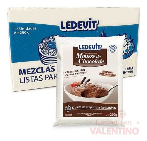 Mousse Chocolate Caja X 12 Un. Ledevit - 250grs - Valentino