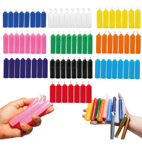 Velas Cabitos 100 Piezas Colores Surtidos.+ 1 Rosa De Jerico