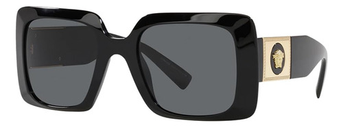 Gafas De Sol Rectangulares Negro Con Lente Gris Oscuro