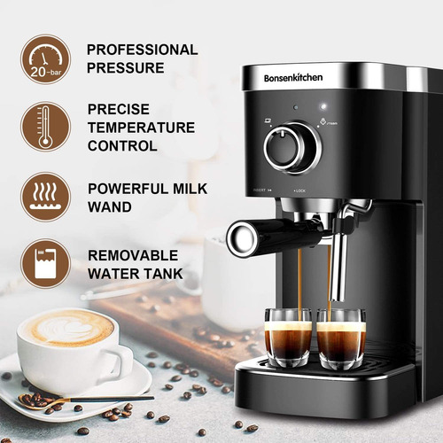Cafetera Bonsenkitchen, Espresso, 20 Bar, Con Espumador